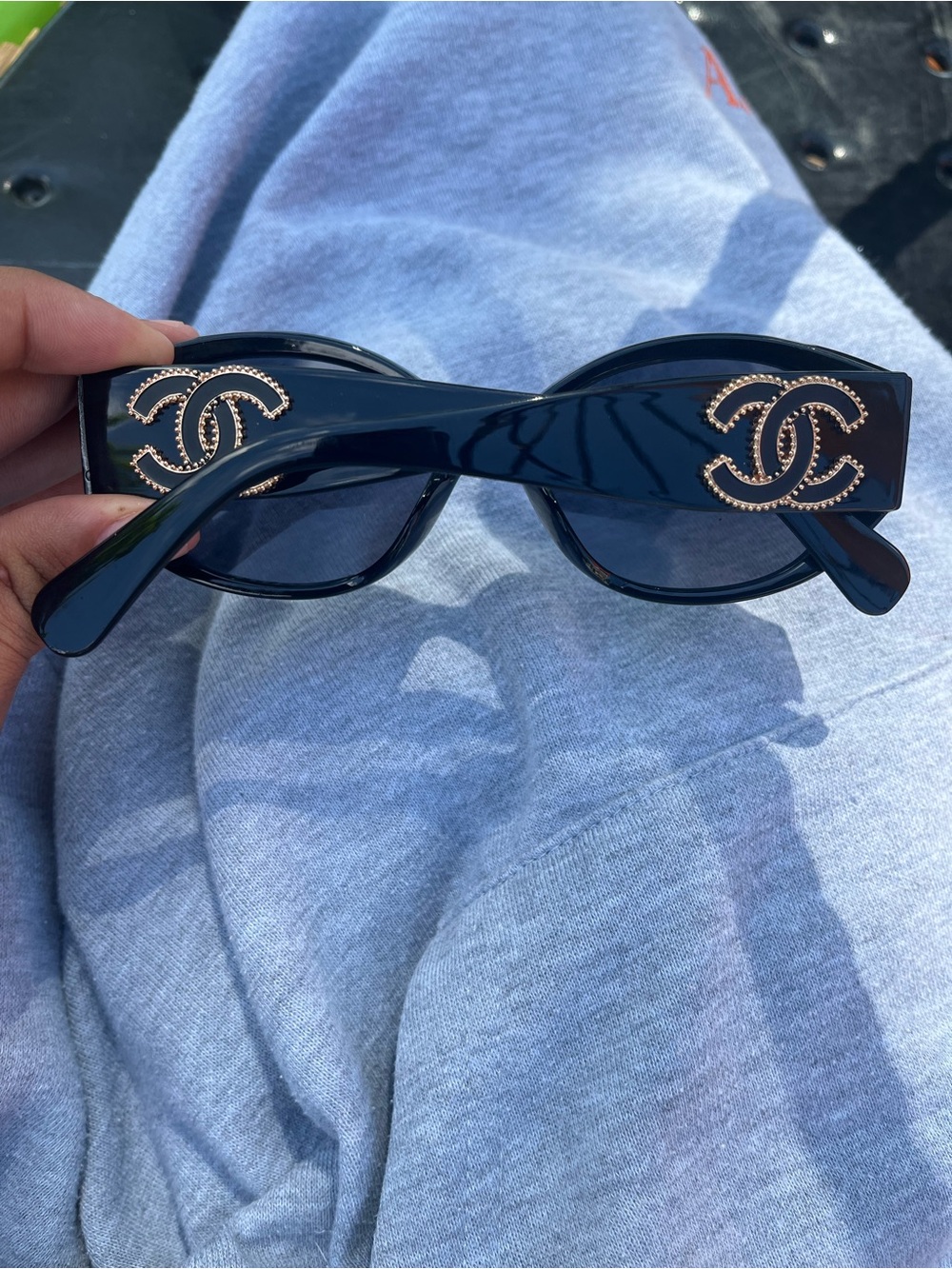 CHANEL Black Sunglasses with gold and silver CC Accents - Picture 2 of 5